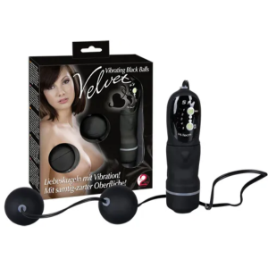 Velvet Vibrating Black Balls – вагінальні кульки з вібрацією та пультом керування (чорні, 9.1 см) 2