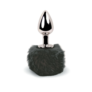 FeelzToys Bunny Tails – анальна пробка з пухнастим хвостиком, 7×2.5 см (чорна)